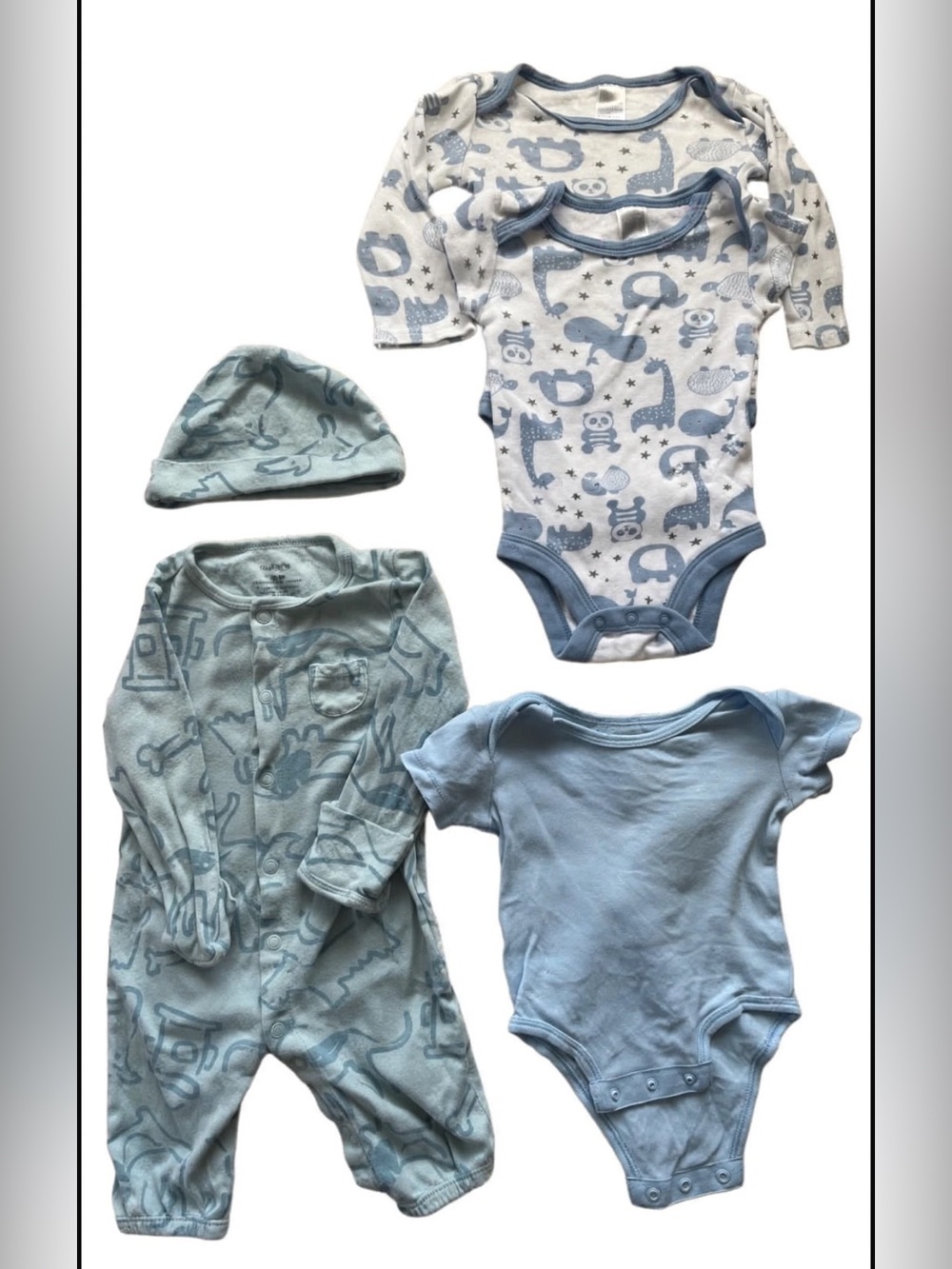 3 = $15 - Carter's Baby Blue & Gray One-Piece Bodysuit and Sleepwear Set